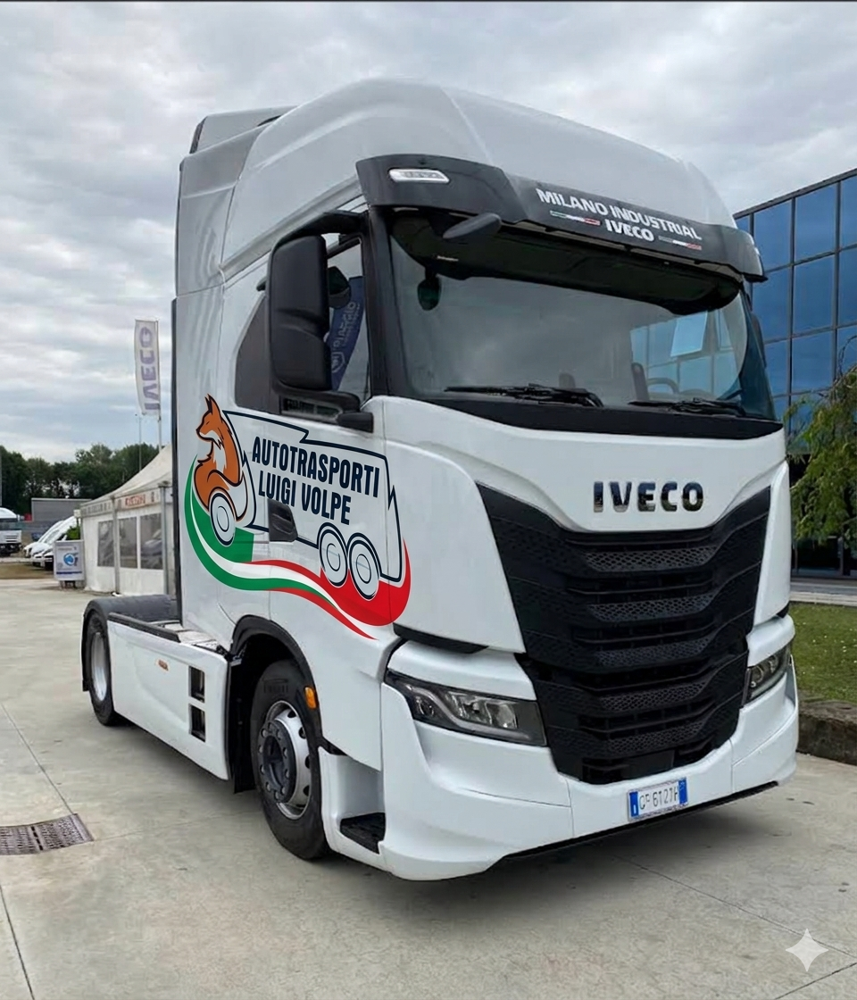 Camion Autotrasporti Luigi Volpe in viaggio nel Nord Italia
